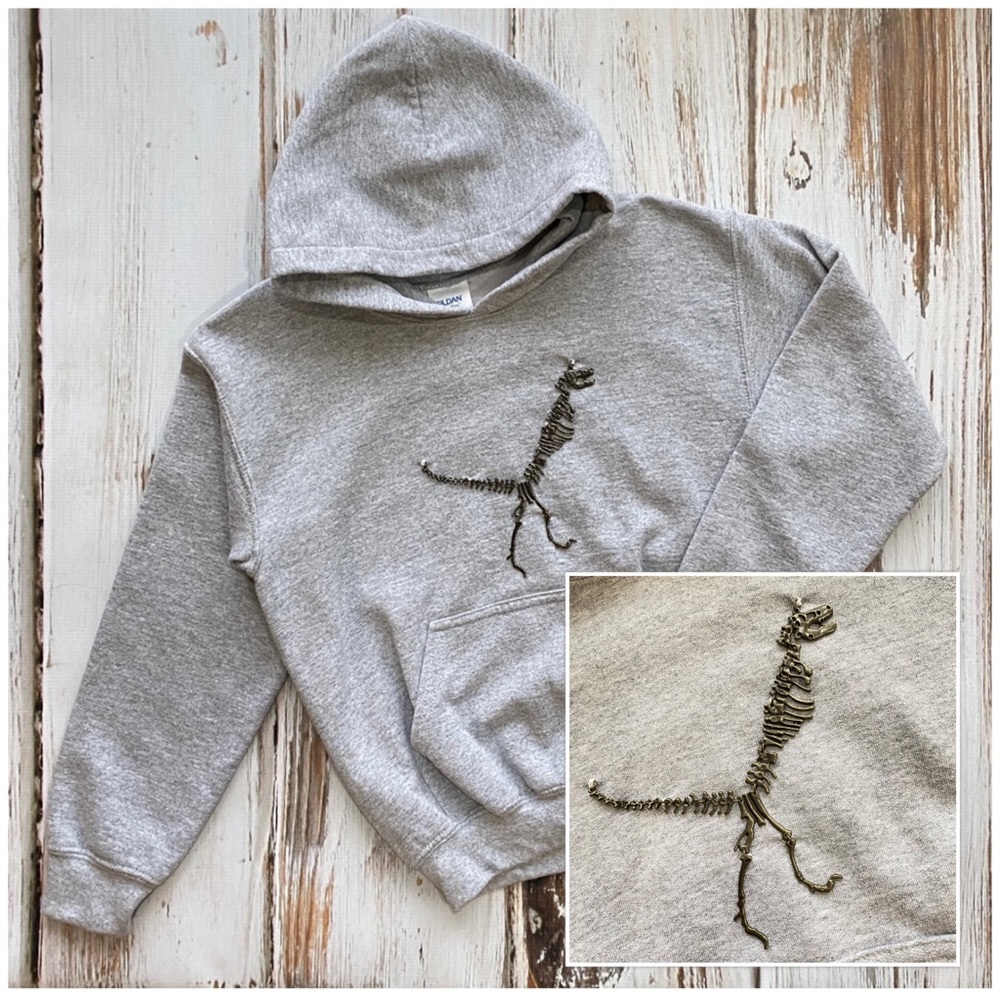 Metal dinosaur custom hoodie S Kid nwot